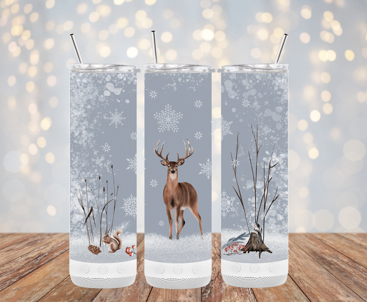 Winter Woodland Deer and Snowflakes Design Tumblers 6216133