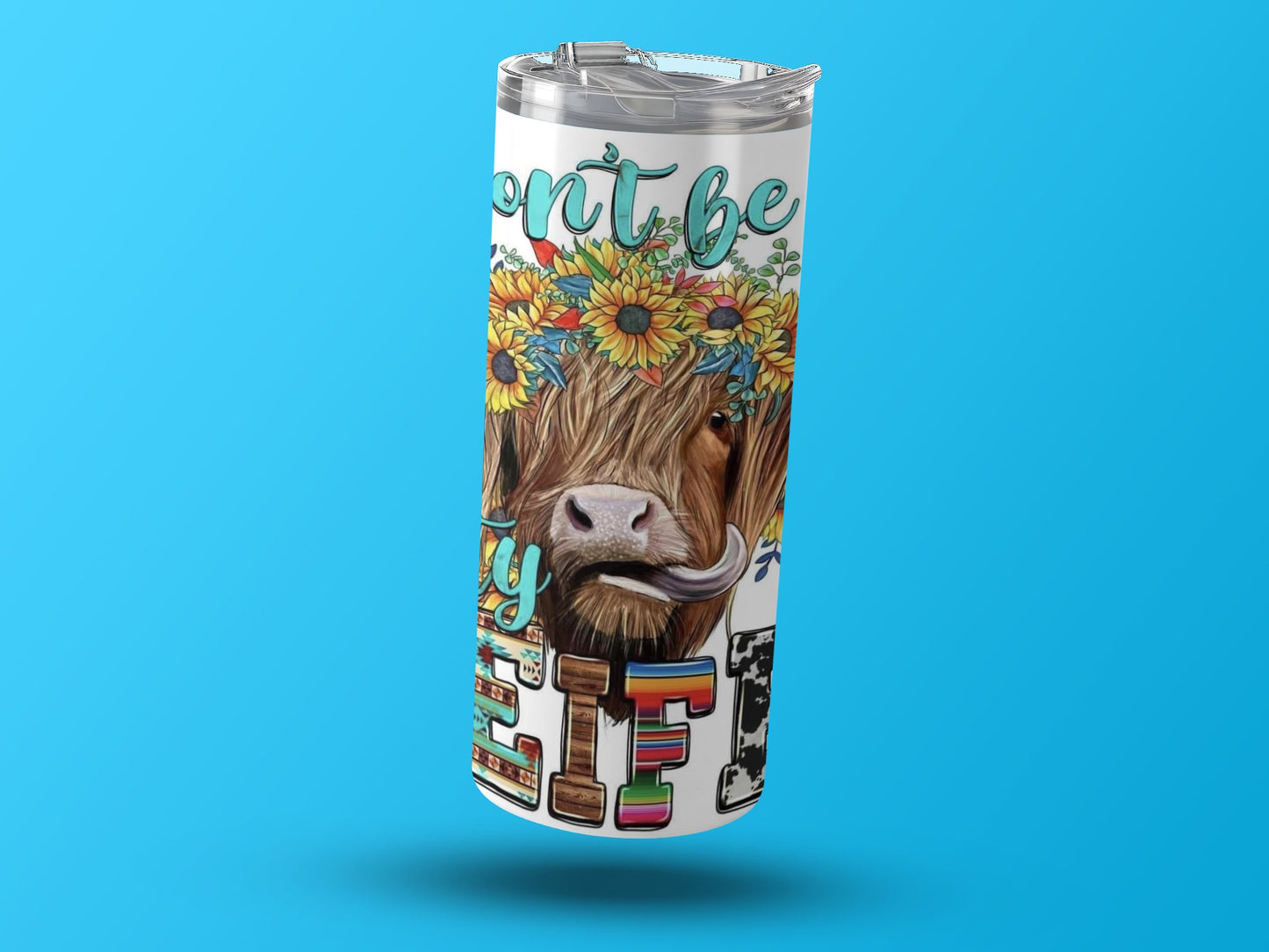 Colorful Highland Cow Don't be Salty tumbler product