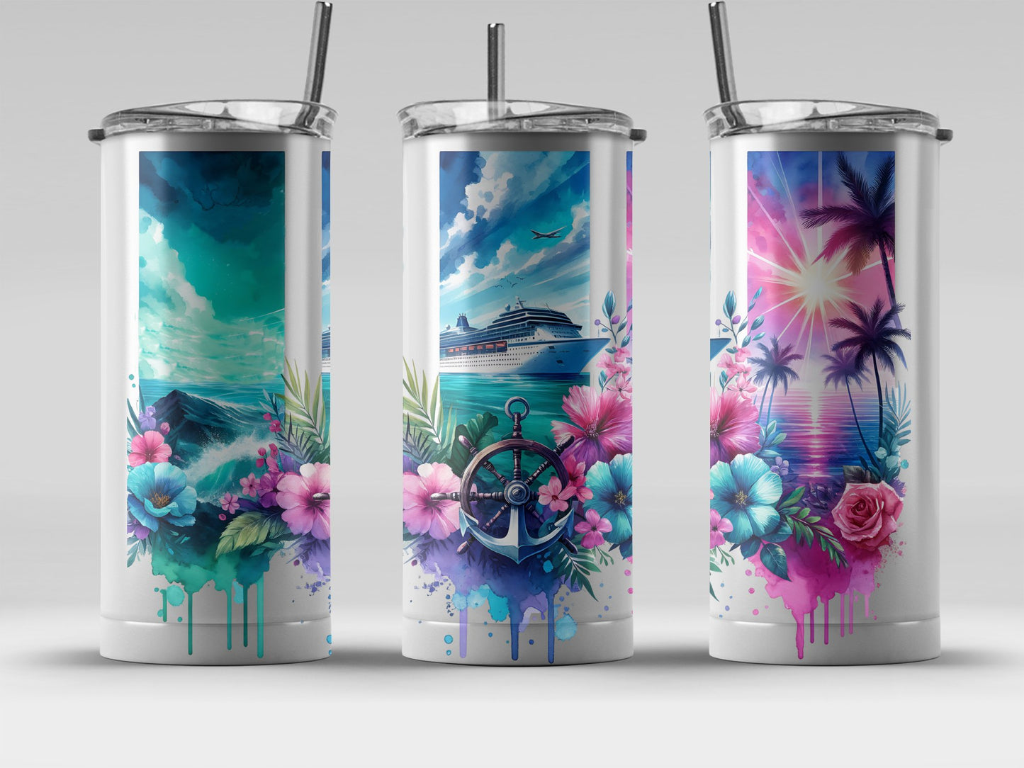 Scenic Cruise Ship Floral Design Insulated Tumbler product type