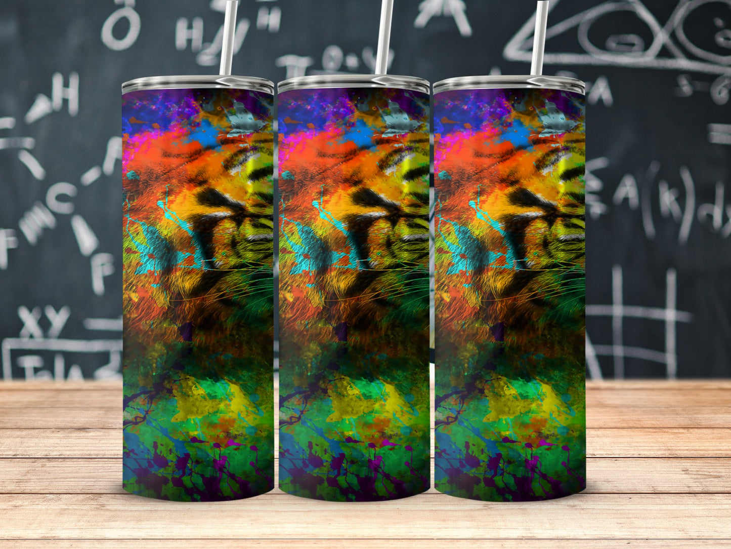 Vibrant Abstract Tiger Design Tumbler Drinking product