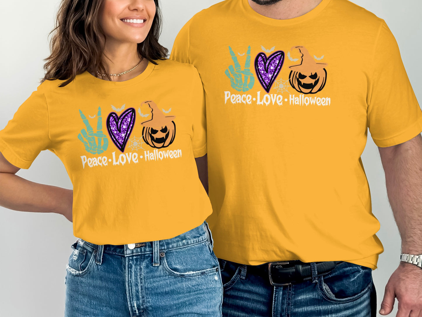 Peace Love Halloween Graphic Tee Shirt product