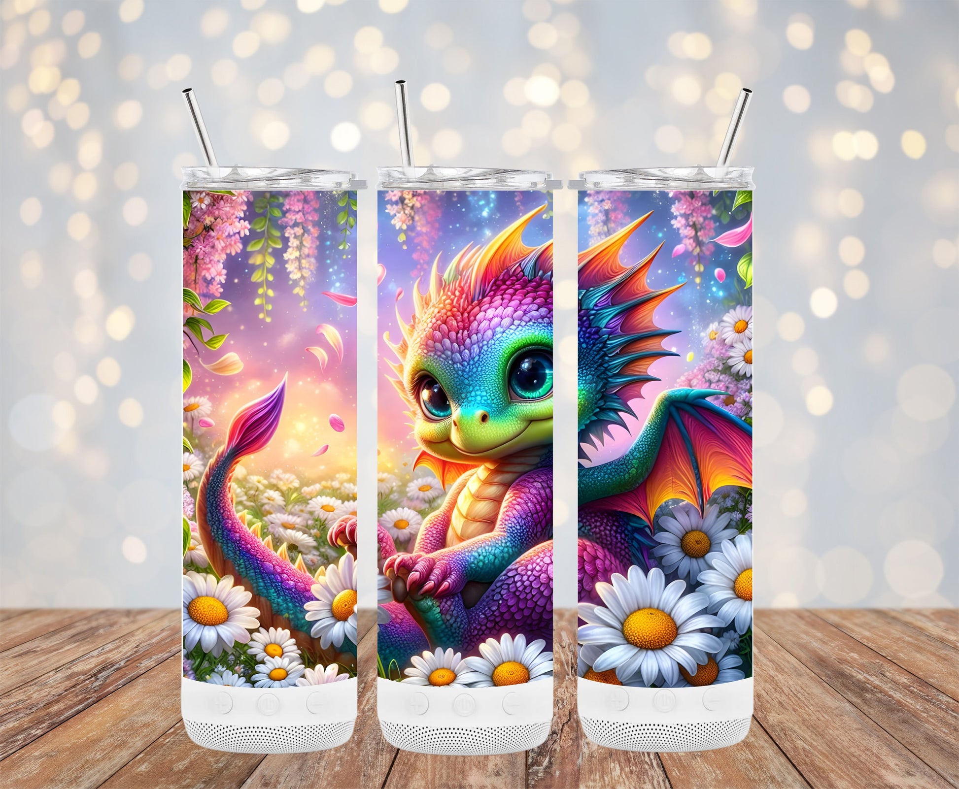 Colorful Fantasy Dragon Art on Custom Tumbler product