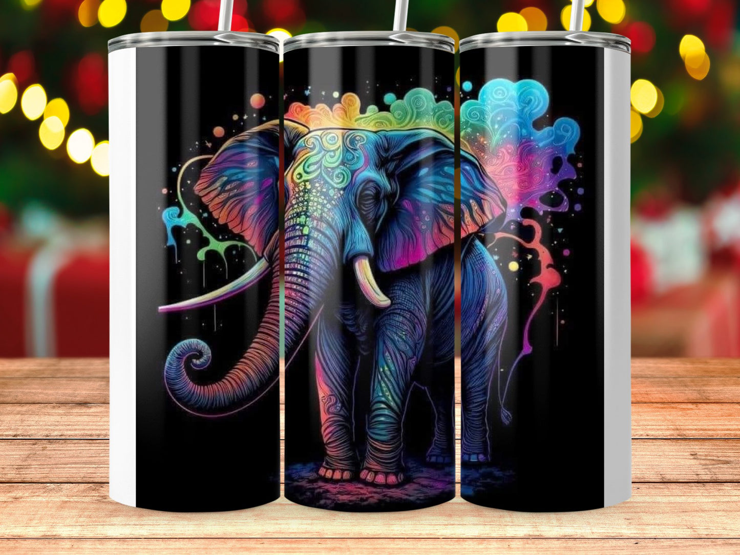 Colorful Elephant Art Design Insulated Tumbler product type