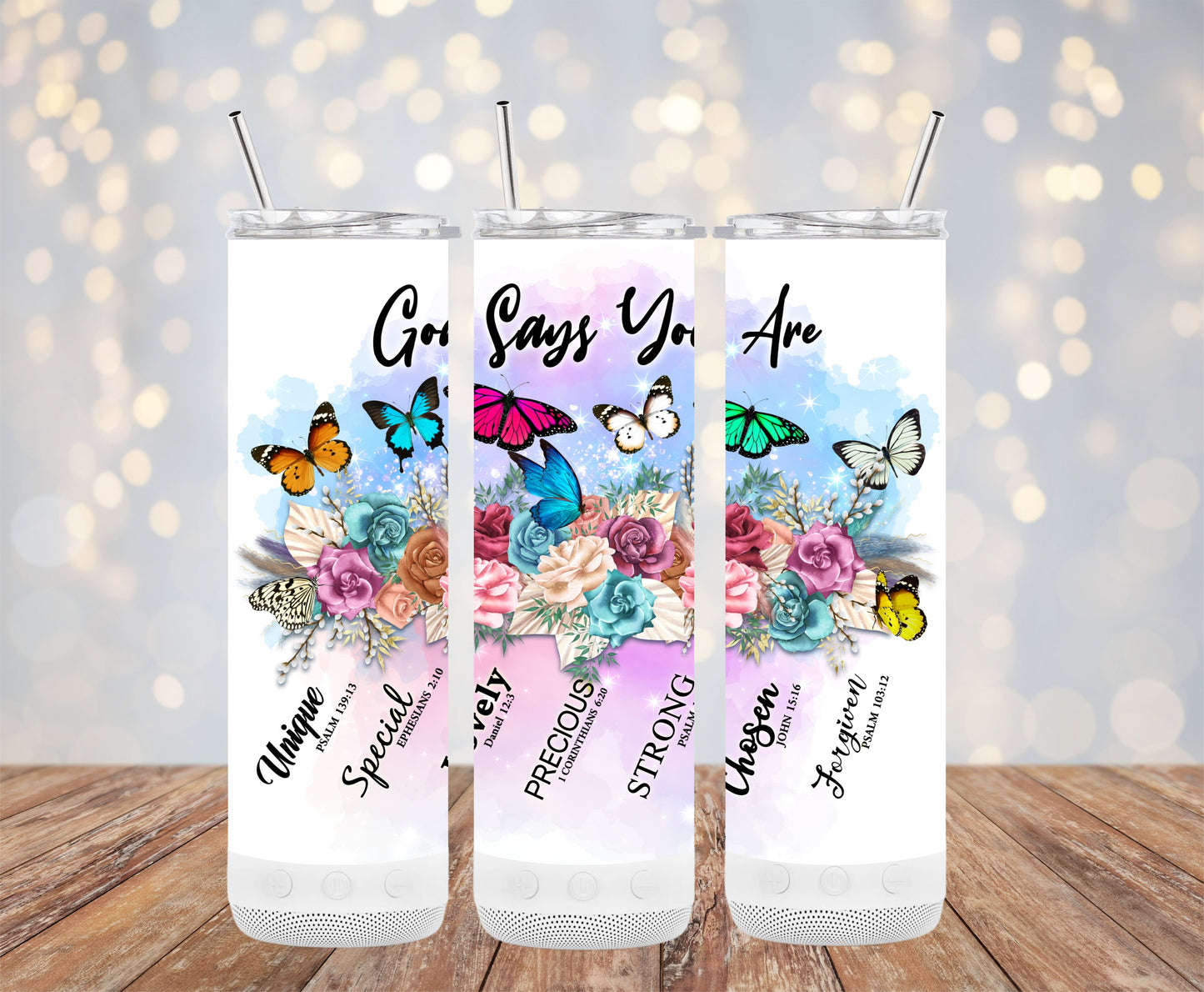 Unique Floral Butterfly Stainless Steel Tumbler product
