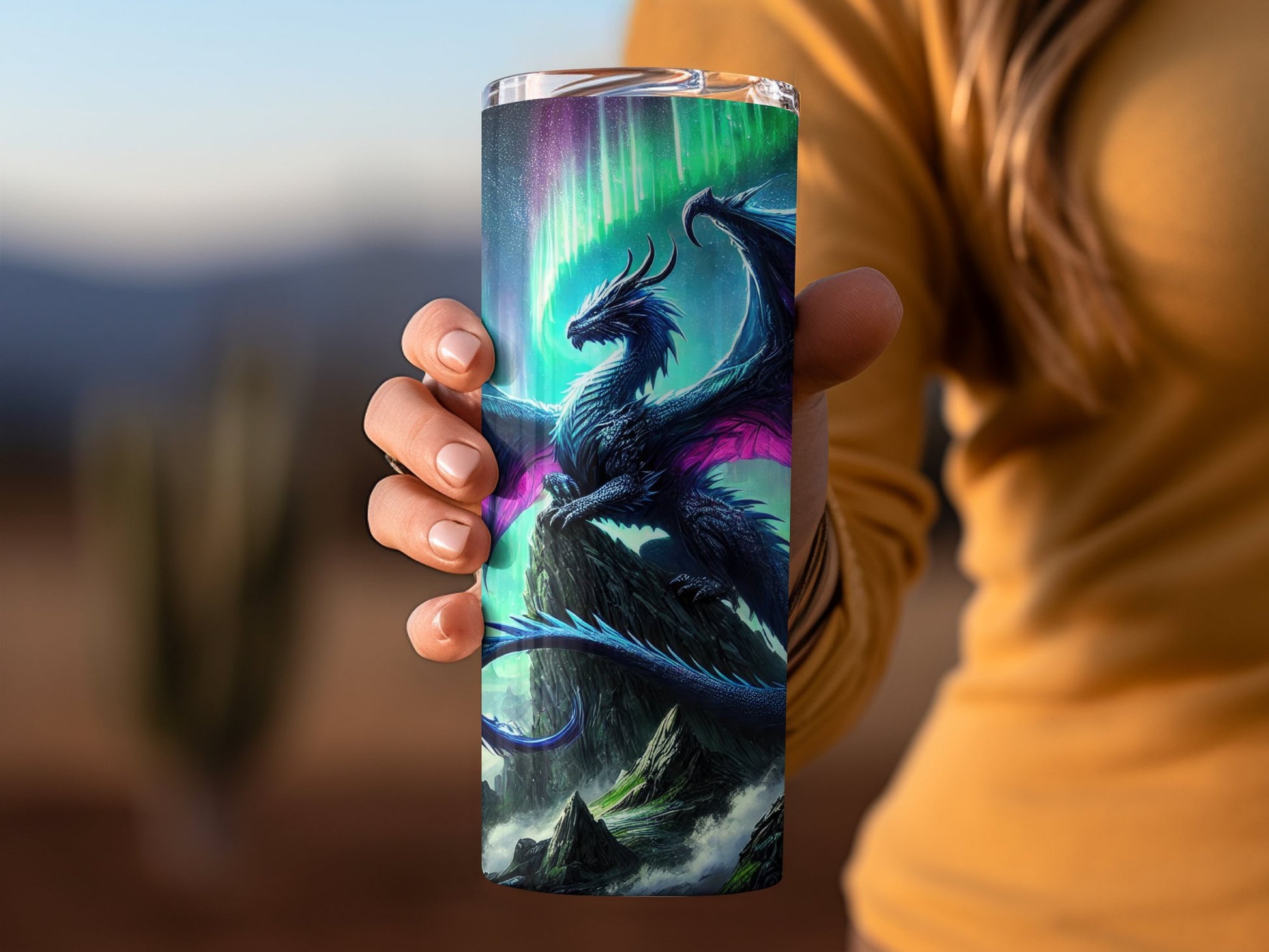 Fantasy Dragon and Northern Lights Tumbler product