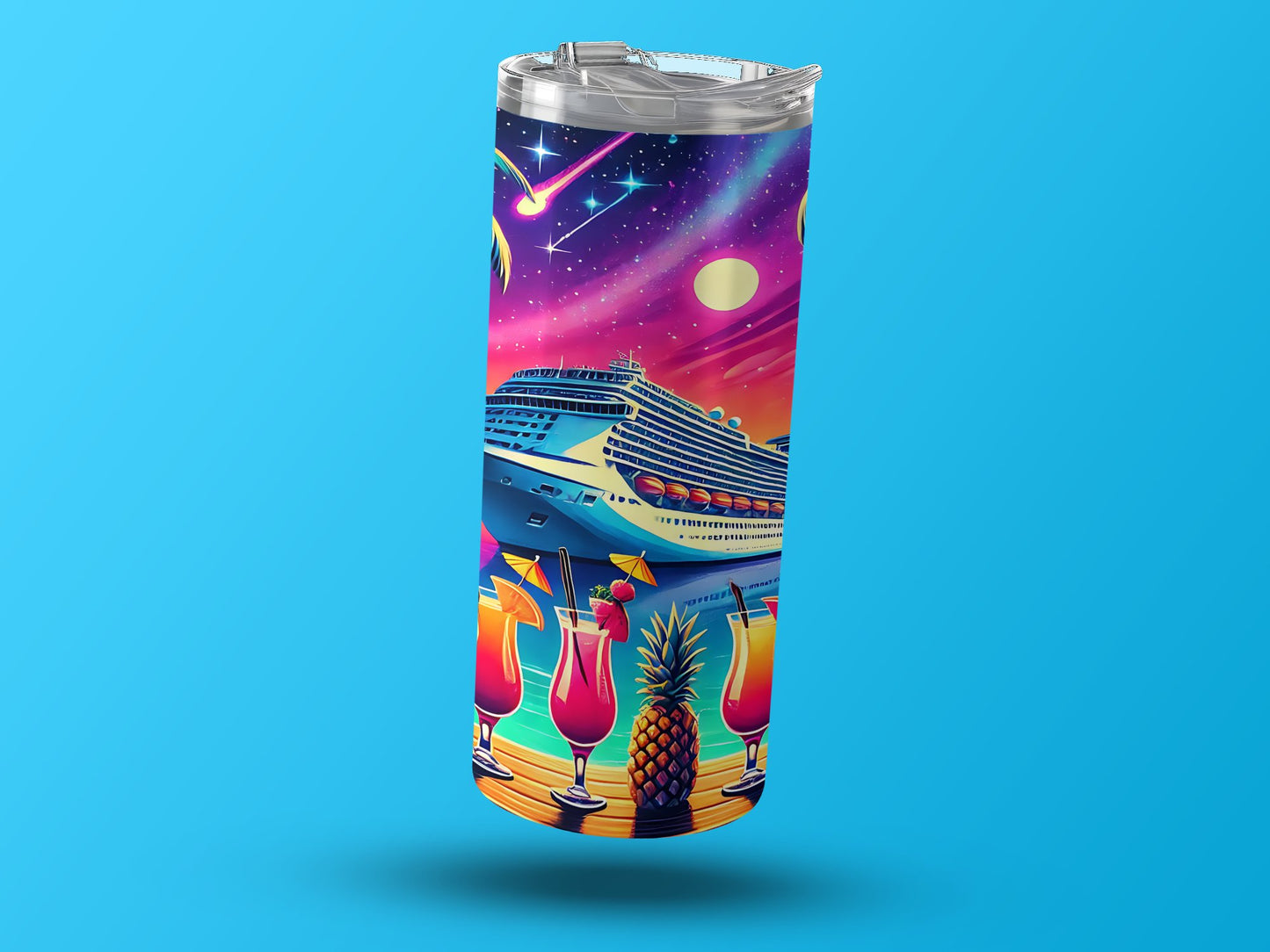 Cruise Ship Skyline with Cocktails Scene Tumbler product type