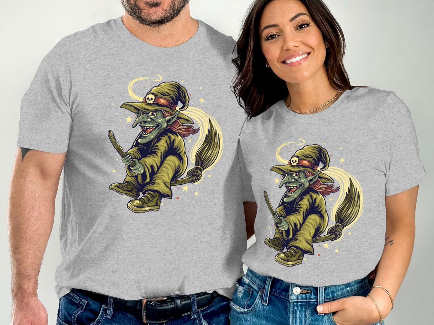 Halloween Witch Character with Broomstick Tshirt product