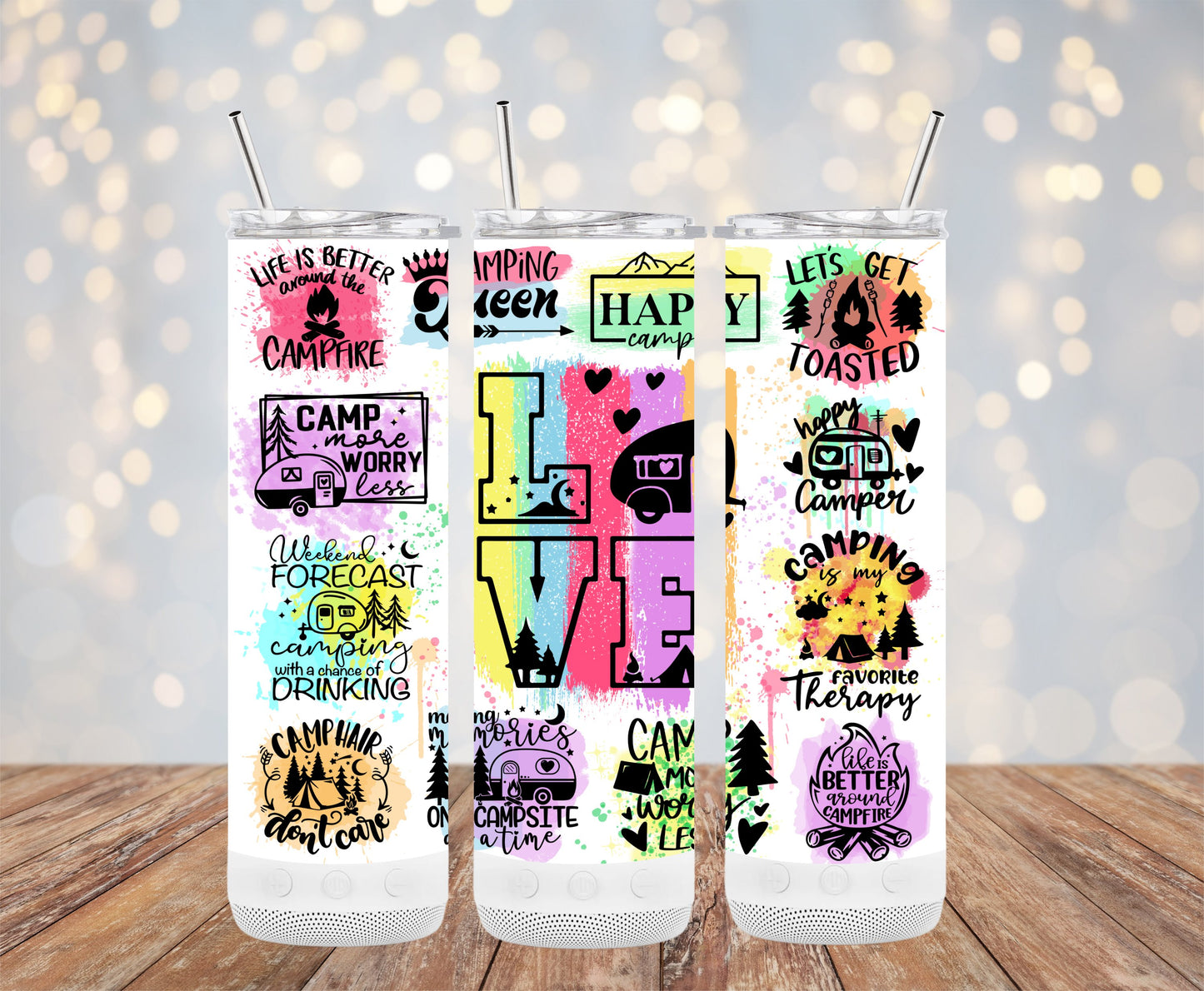 Fun Colorful Patterns Camping Theme Tumbler product type