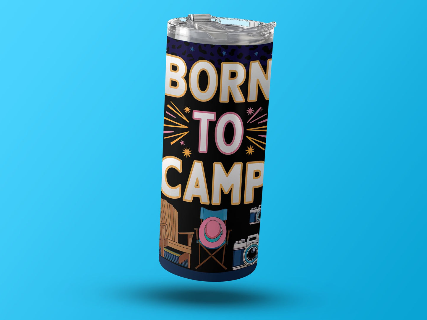Born to Camp Travel Mug with Fun Camping Design product type