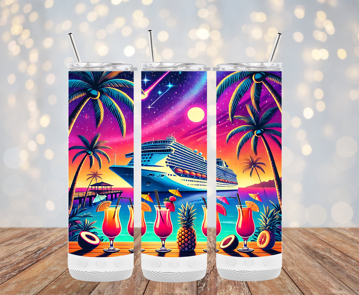 Tropical Cruise Beach Scene Tumbler Vibrant Colors product