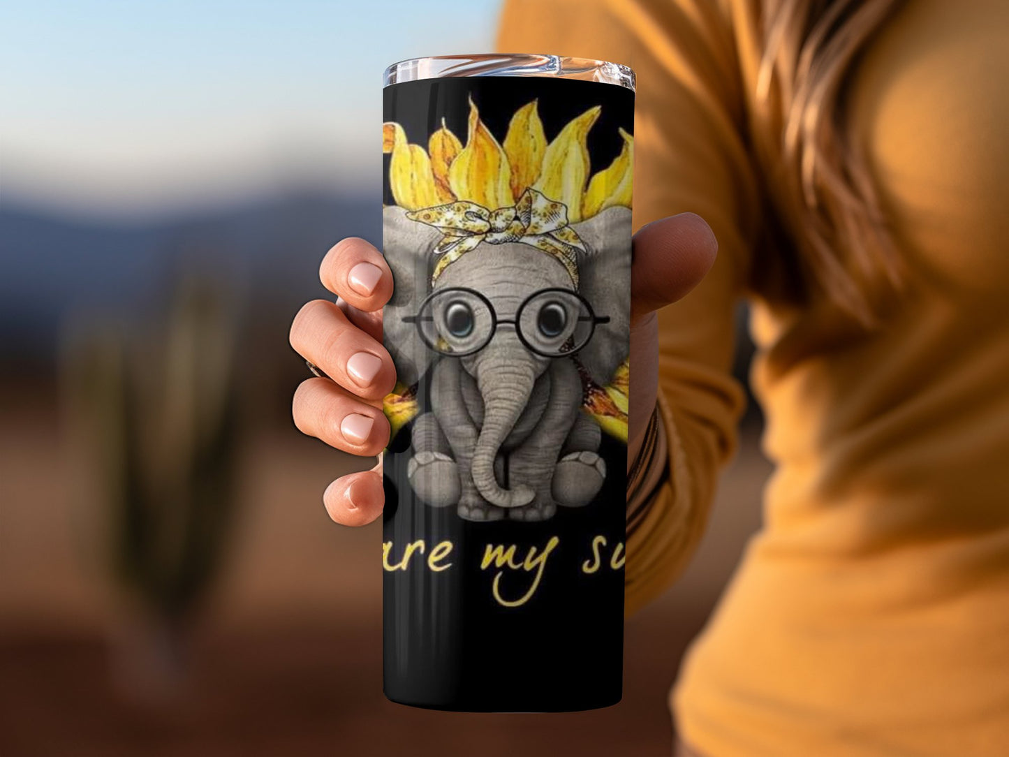 Cute Elephant with Glasses Print Tumbler product