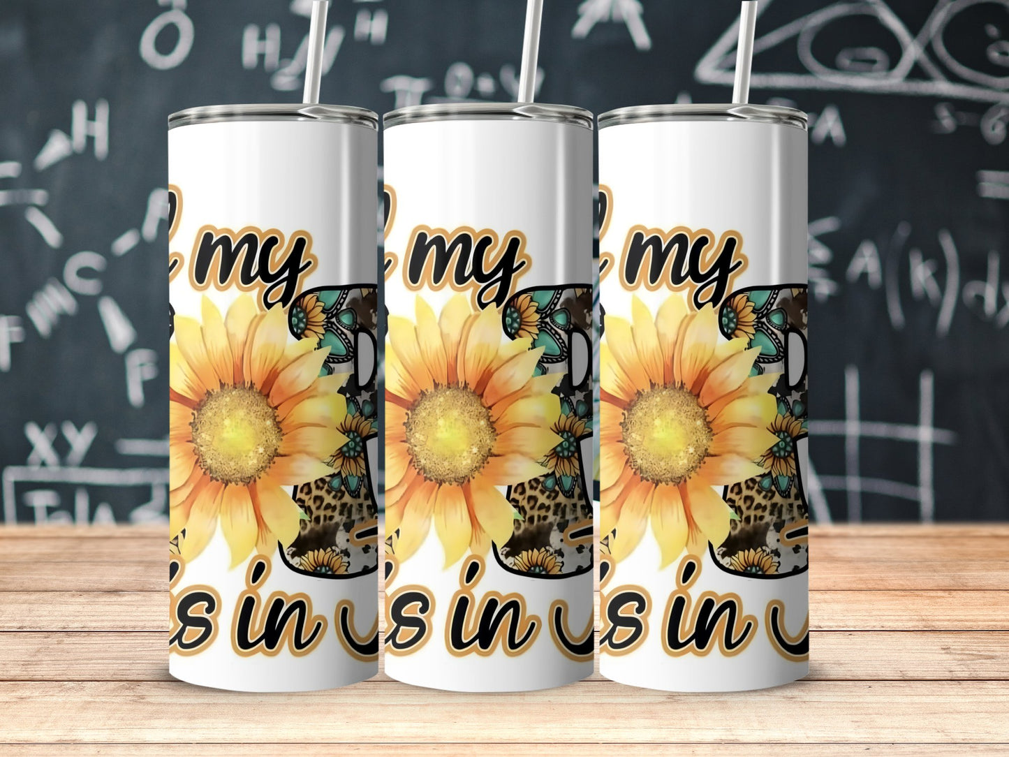 Sunflower Leopard Print Tumbler with Straw product