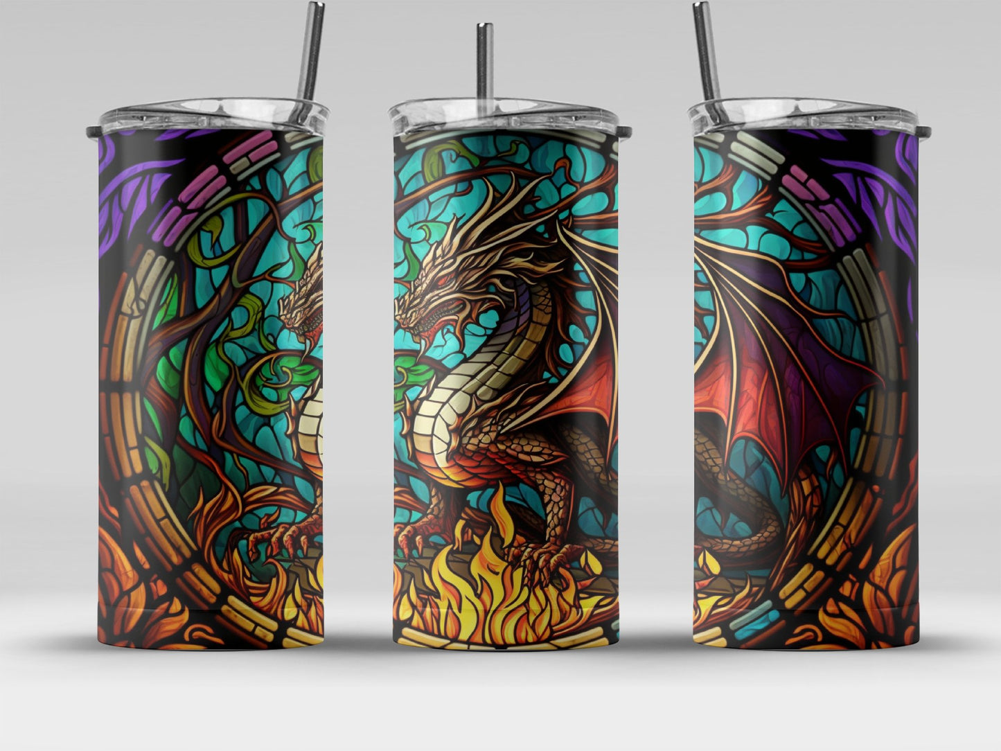 Mystical Stained Glass Dragon Tumbler product