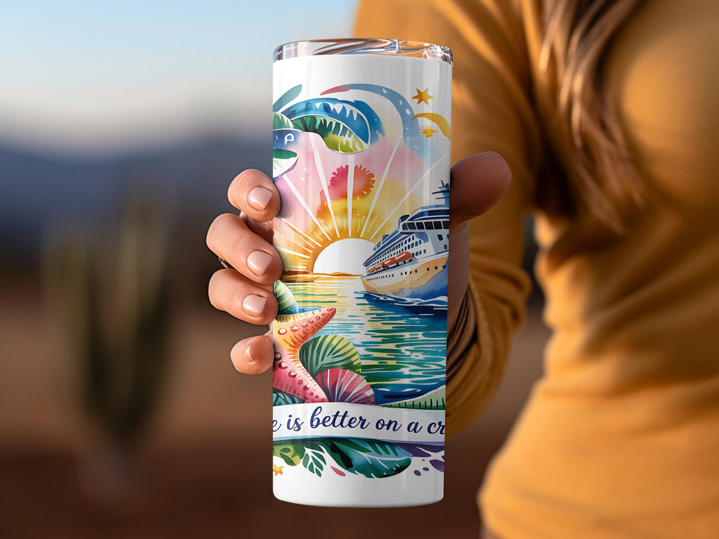Sunset Cruise Tropical Vacation Themed Tumbler product type