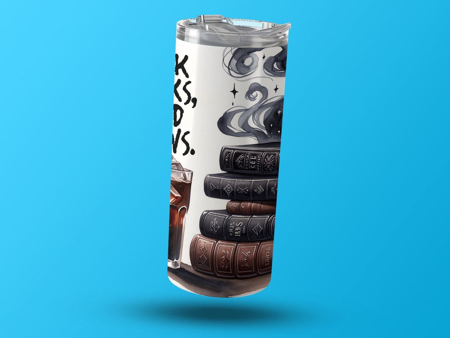 Spooky Books and Coffee Design on Tumbler Product