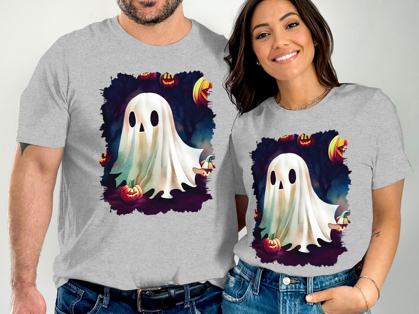 Halloween Ghost Design Matching Couple Shirt product type