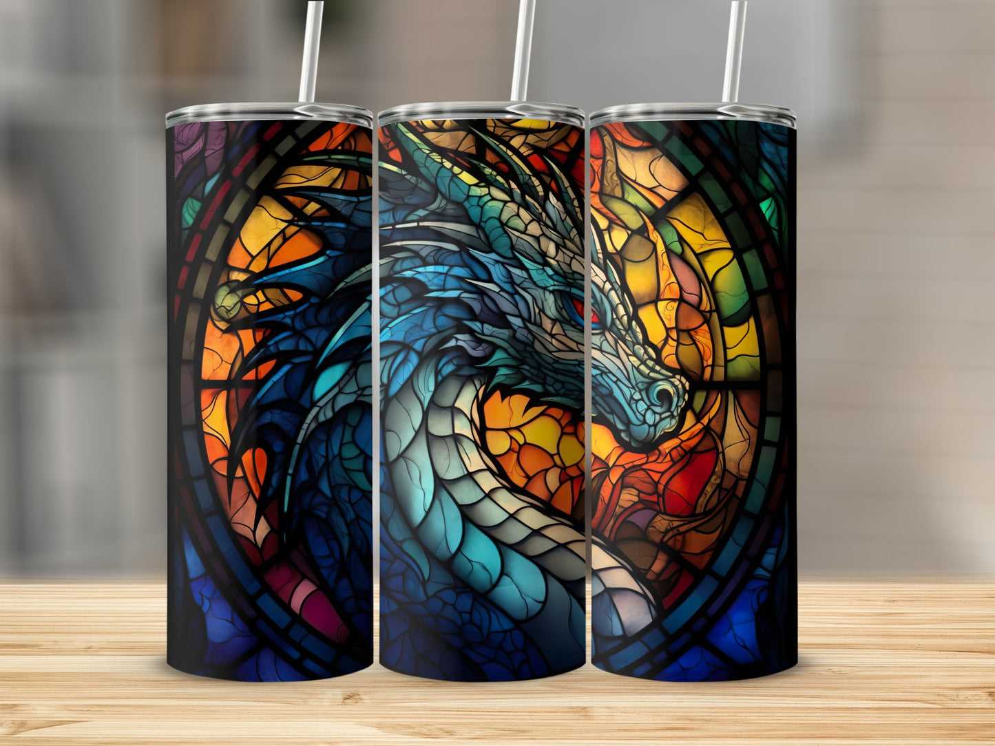 Dragon Themed Stained Glass Art Tumbler Product
