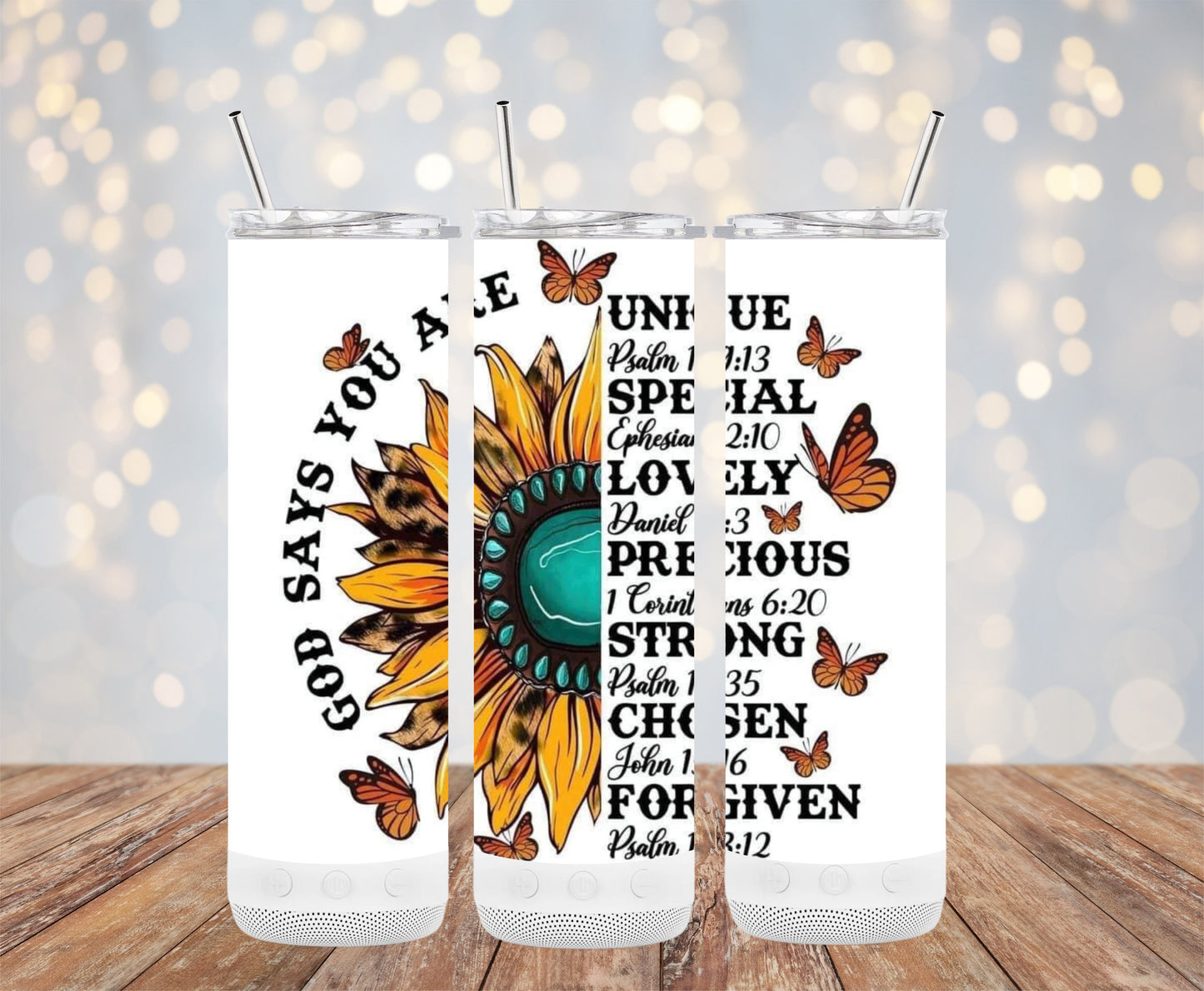 Inspirational Sunflower and Butterflies Tumbler product