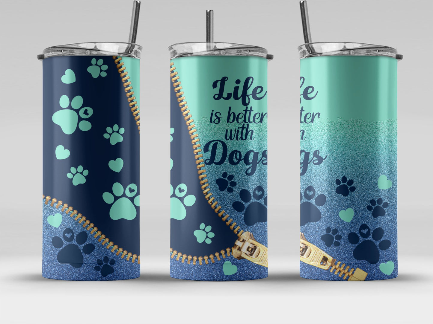 Life Is Better with Dogs Zipper Tumbler Cup product