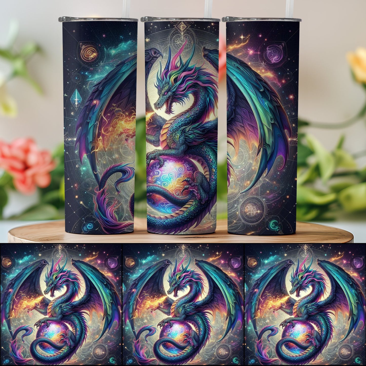 Vibrant Multicolored Dragon Design Insulated Tumbler product