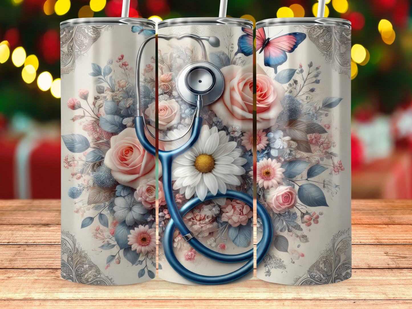 Floral Stethoscope Design on Medical Professional product