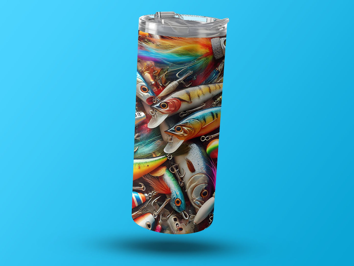 Vibrant Fishing Lures Pattern Travel Tumbler product type