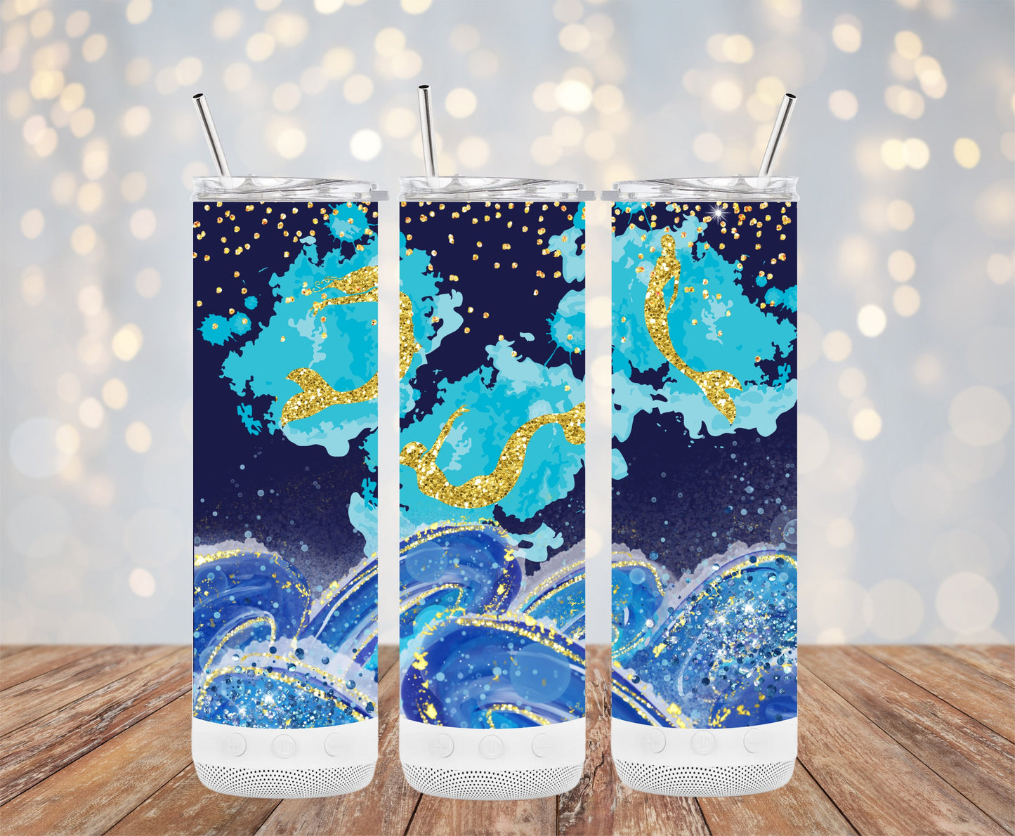 Sparkling Blue and Gold Tumbler product type