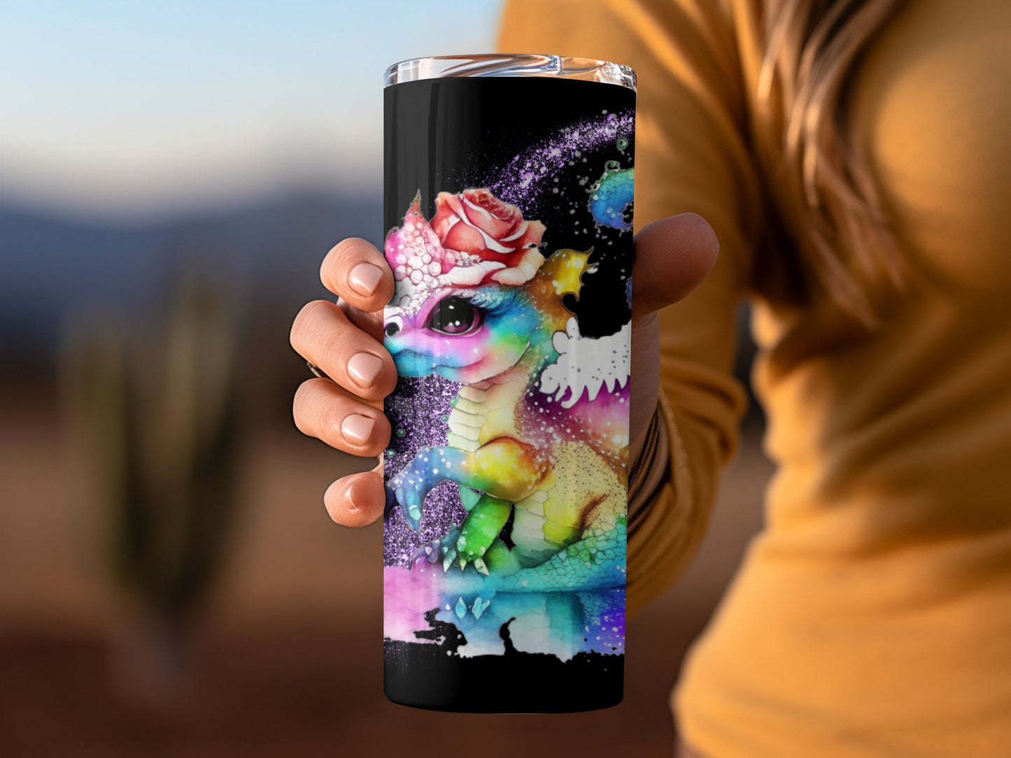 Adorable Multicolored Dragon Artwork Tumbler product