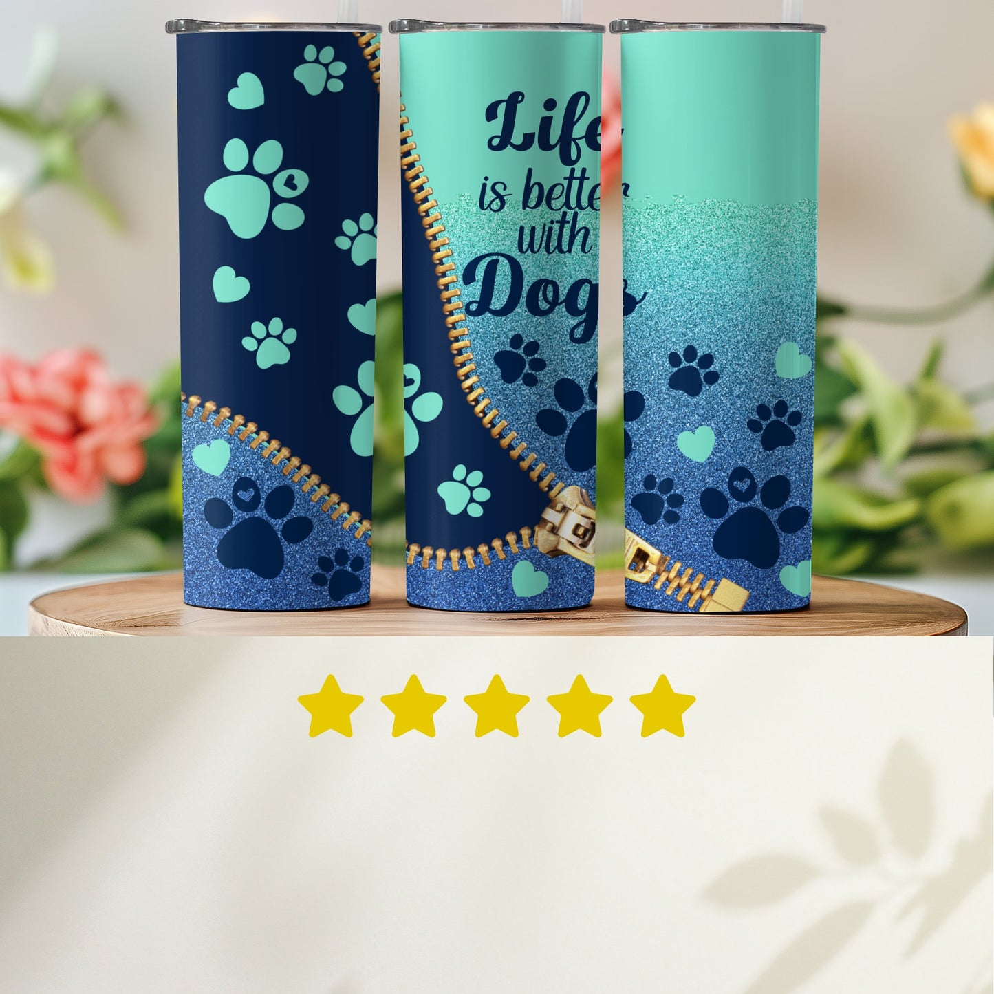 Life is Better with Dogs Paw Print Tumbler product