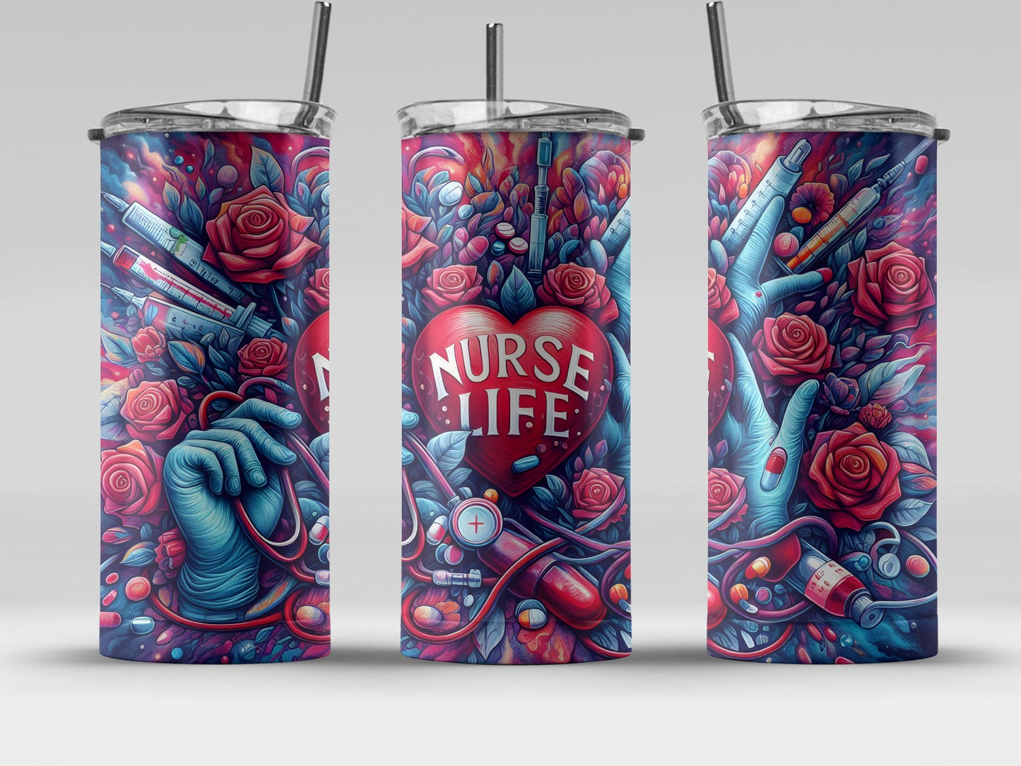 Nurse Life Floral Medical Themed Tumbler product