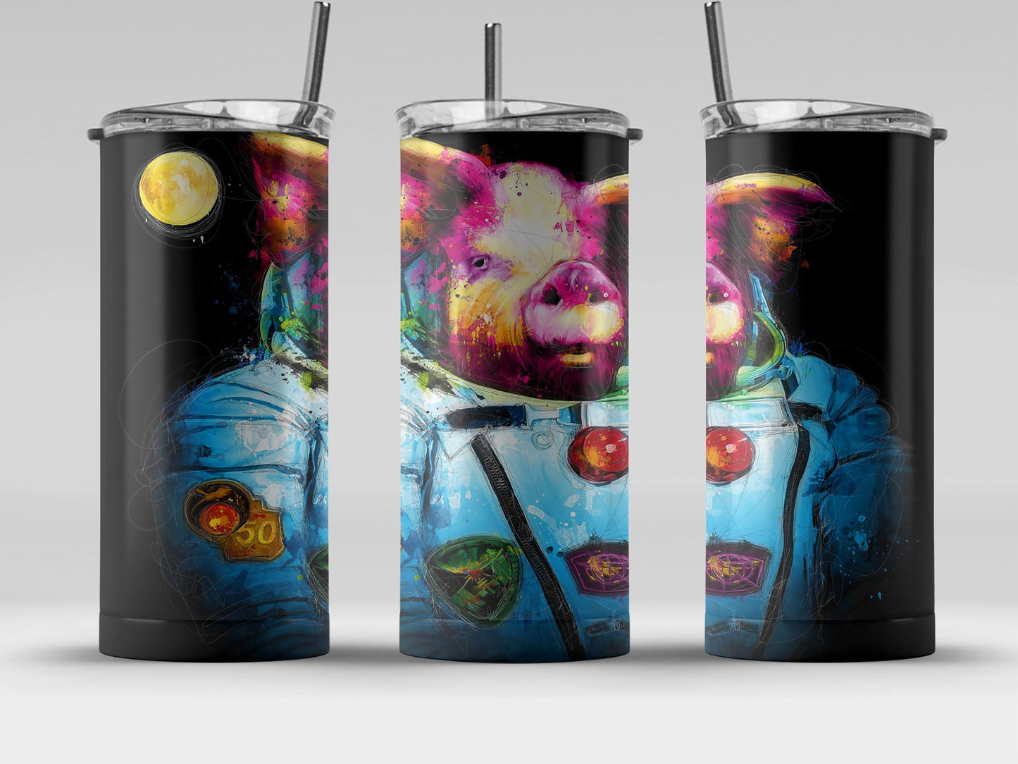 Colorful Space Pig Astronaut Design Tumbler product