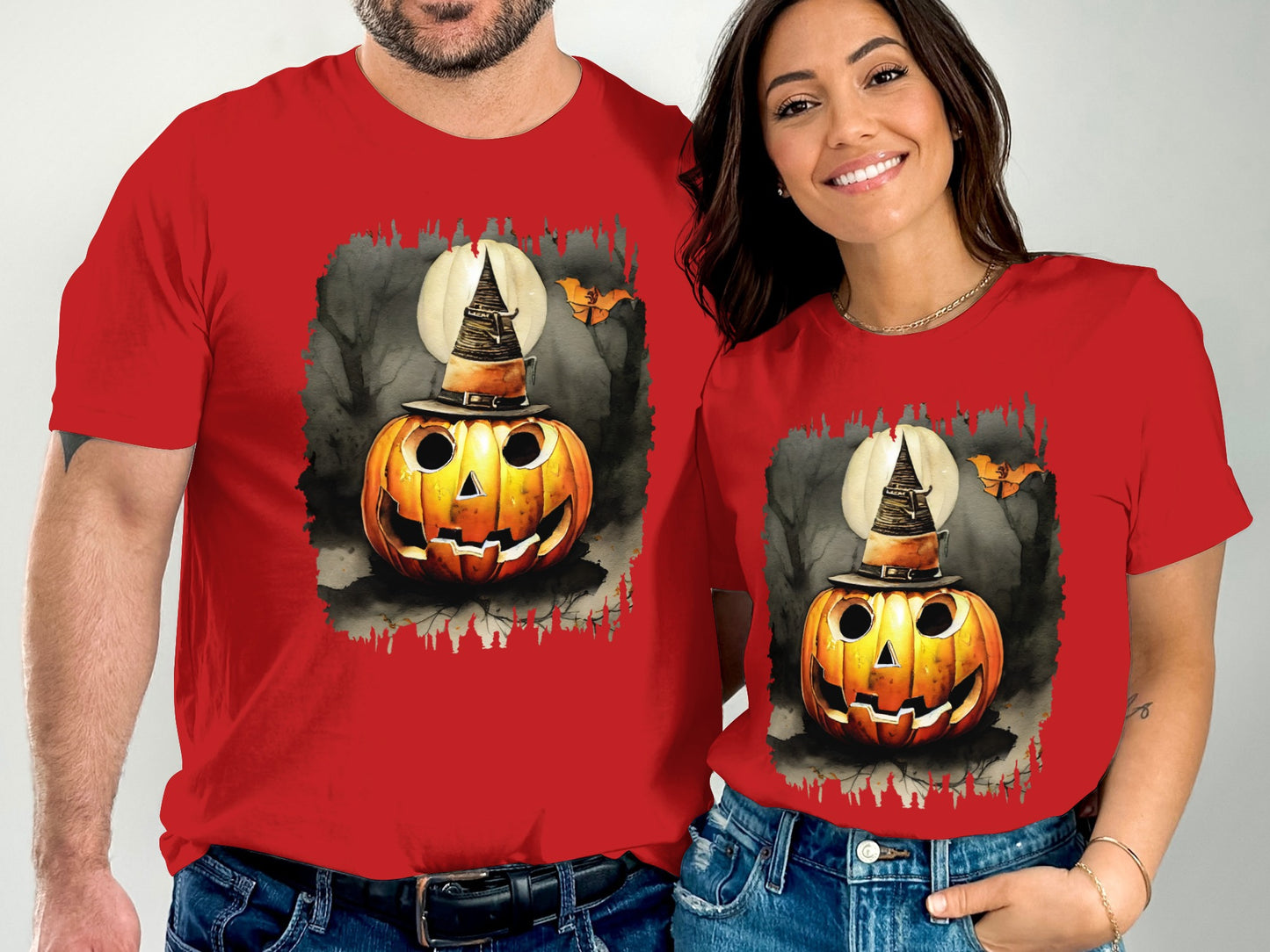 Halloween Pumpkin Witch Hat Graphic Tee Shirt product type