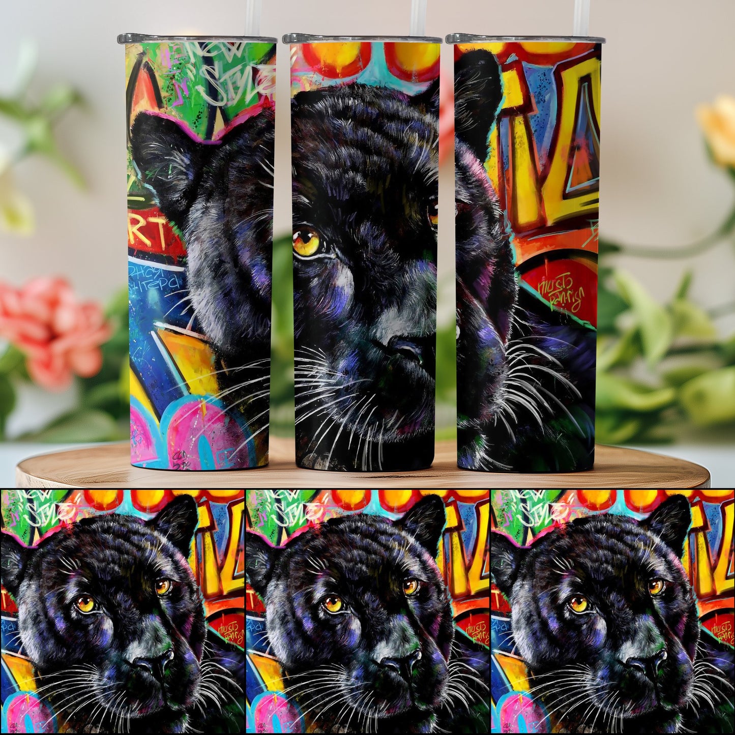 Vibrant Panther Graffiti Design Tumbler product