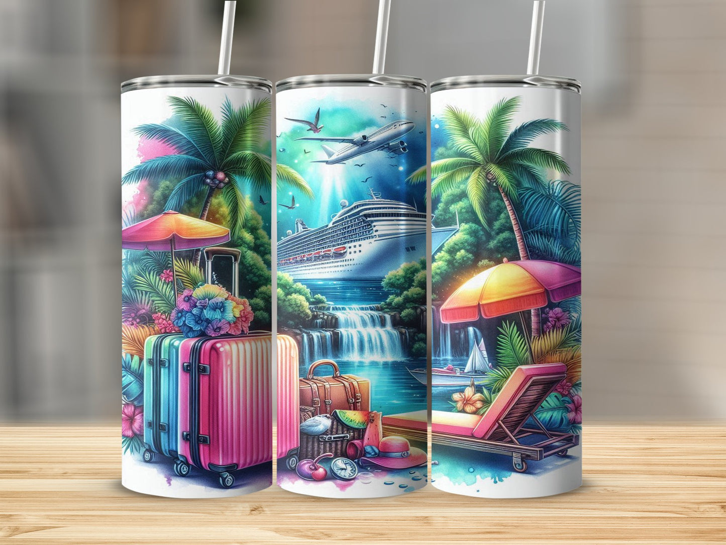 Tropical Cruise Imagery Travel Tumbler product type