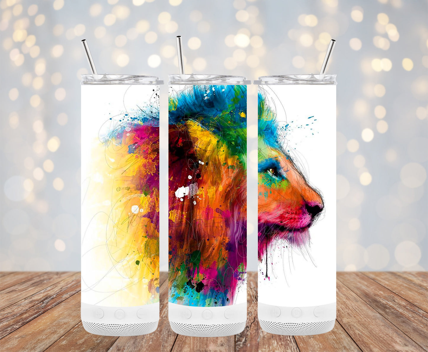 Colorful Artistic Lion Print Design Tumbler product