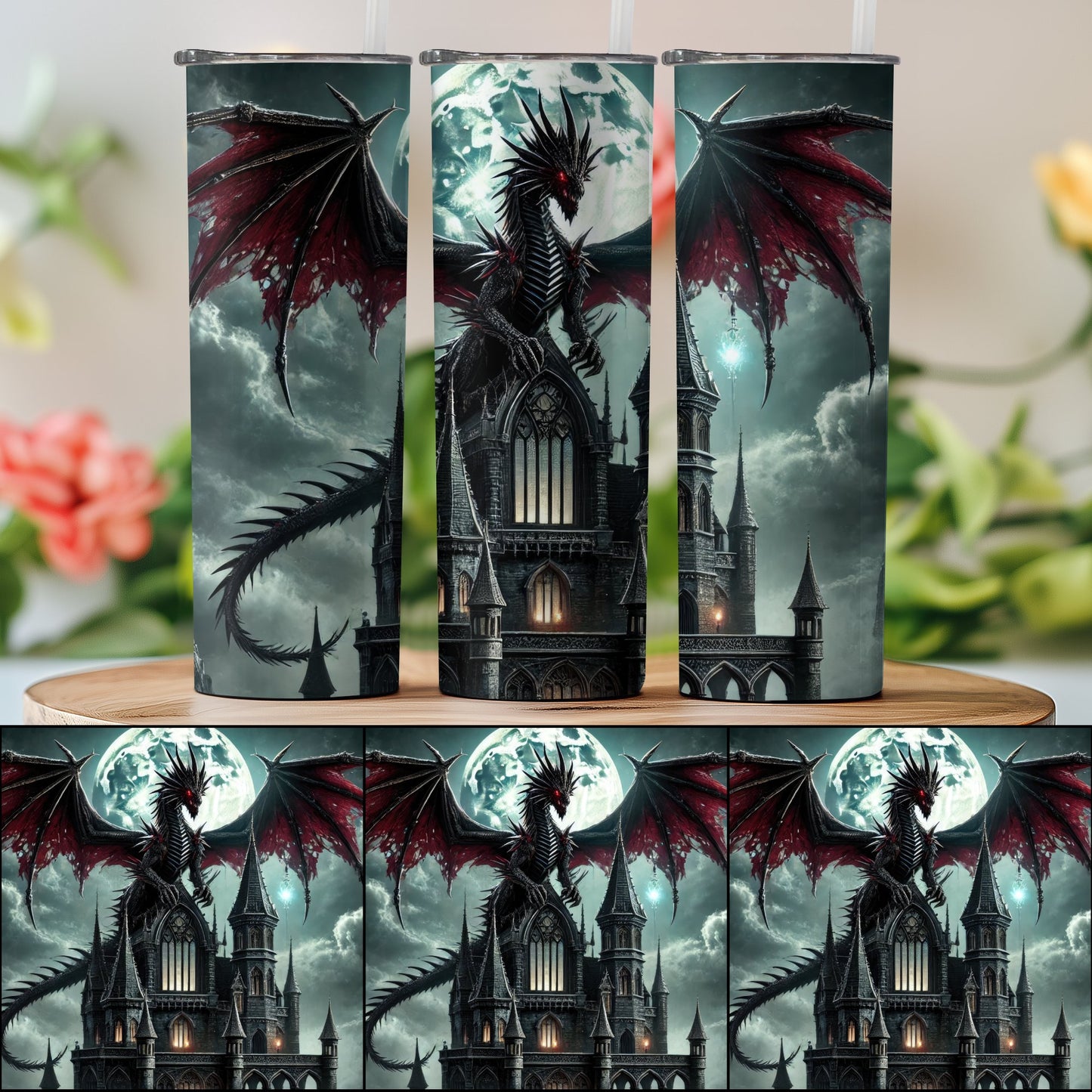 Gothic Castle Dragon Artwork Tall Tumbler product