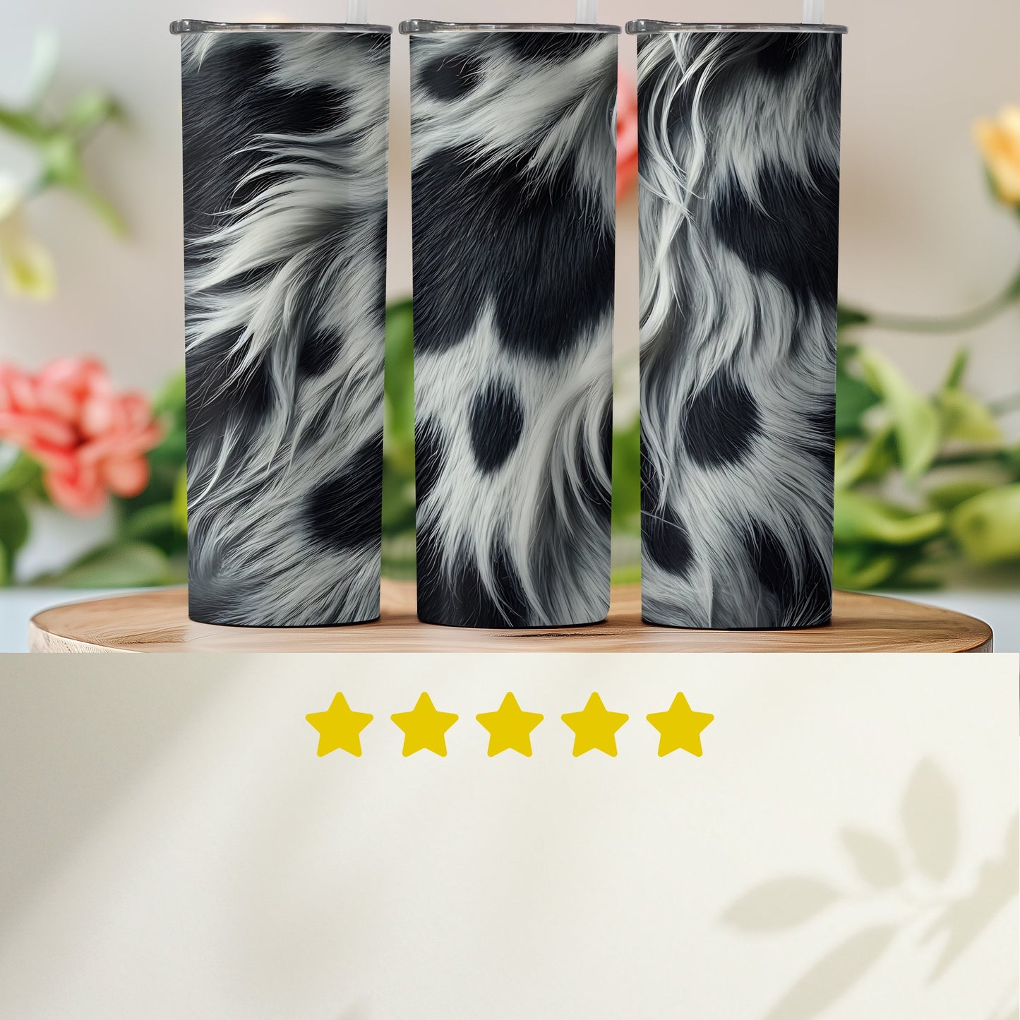 Fluffy Black and White Fur Patterned Drinkware product type