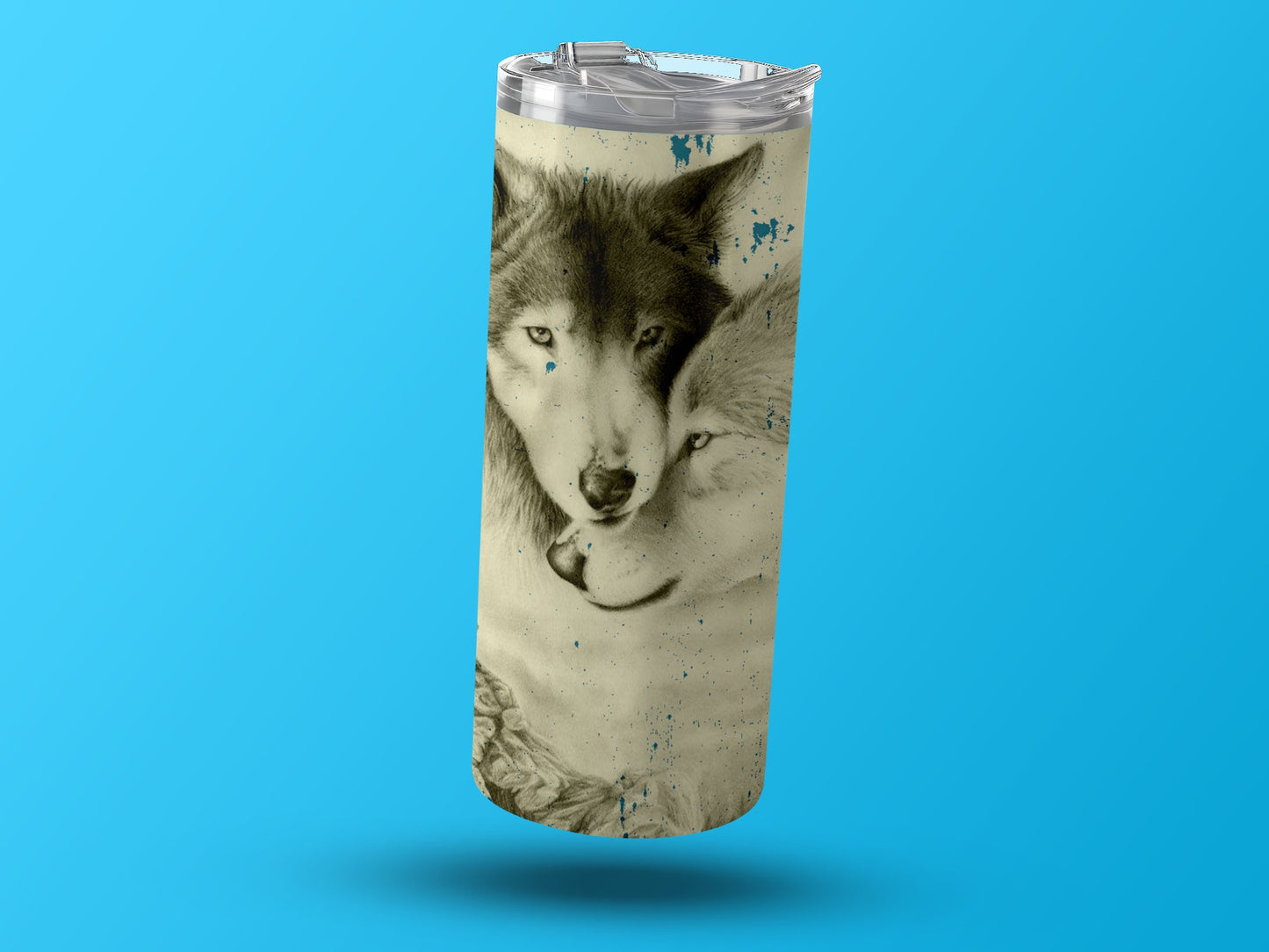 Wolves Embracing Artwork Detailed Design Tumbler product