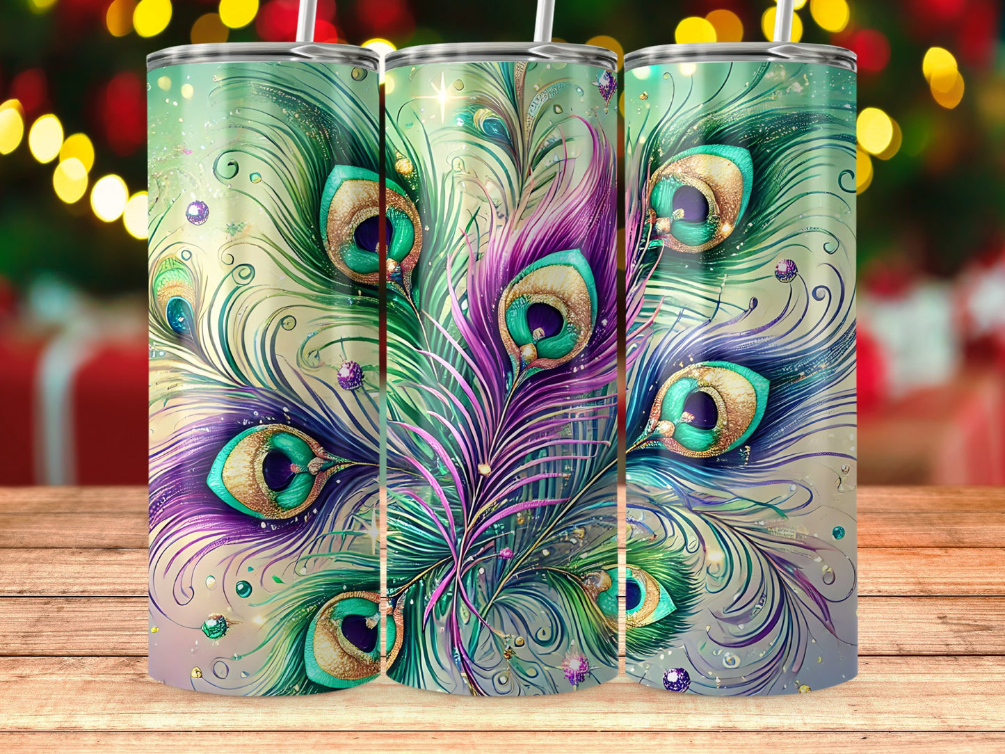 Stunning Peacock Feather Design Tumbler Product Type