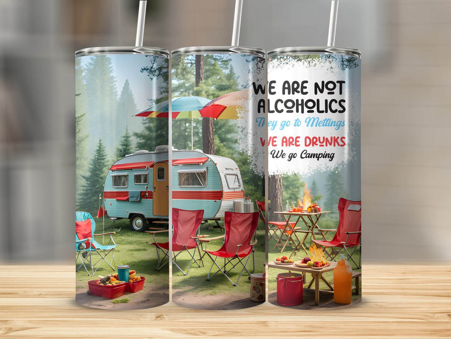 Vintage Trailer Camping Scene Tumbler product type