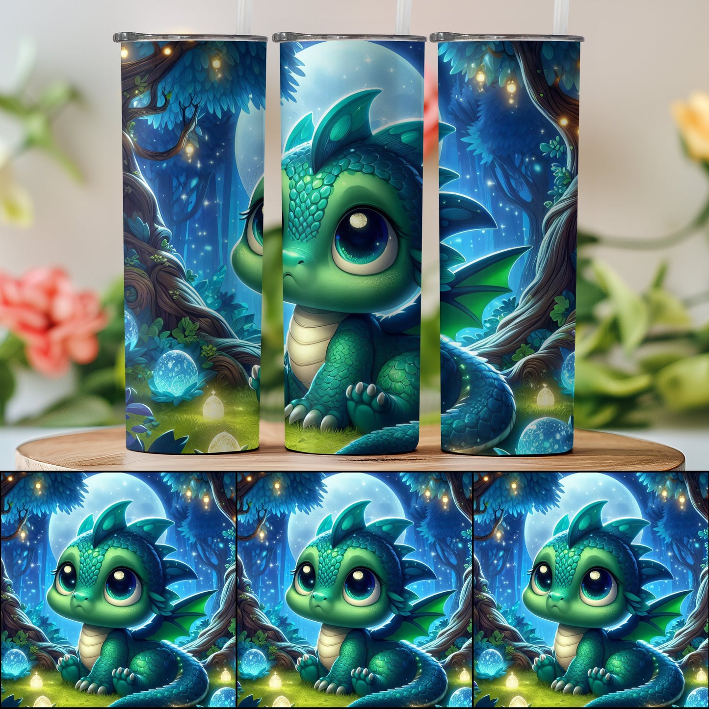 Adorable Baby Dragon Forest Scene Tumbler product