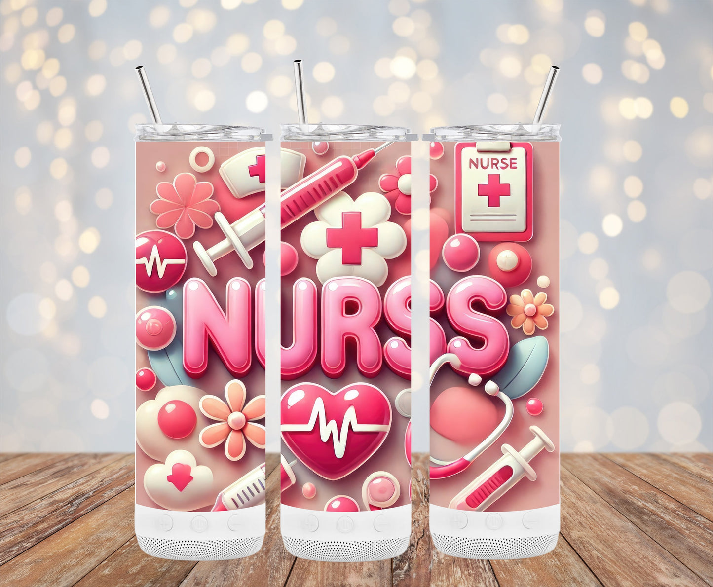 Nurse Heartbeat Tumbler with Straw Cute Nurse product type