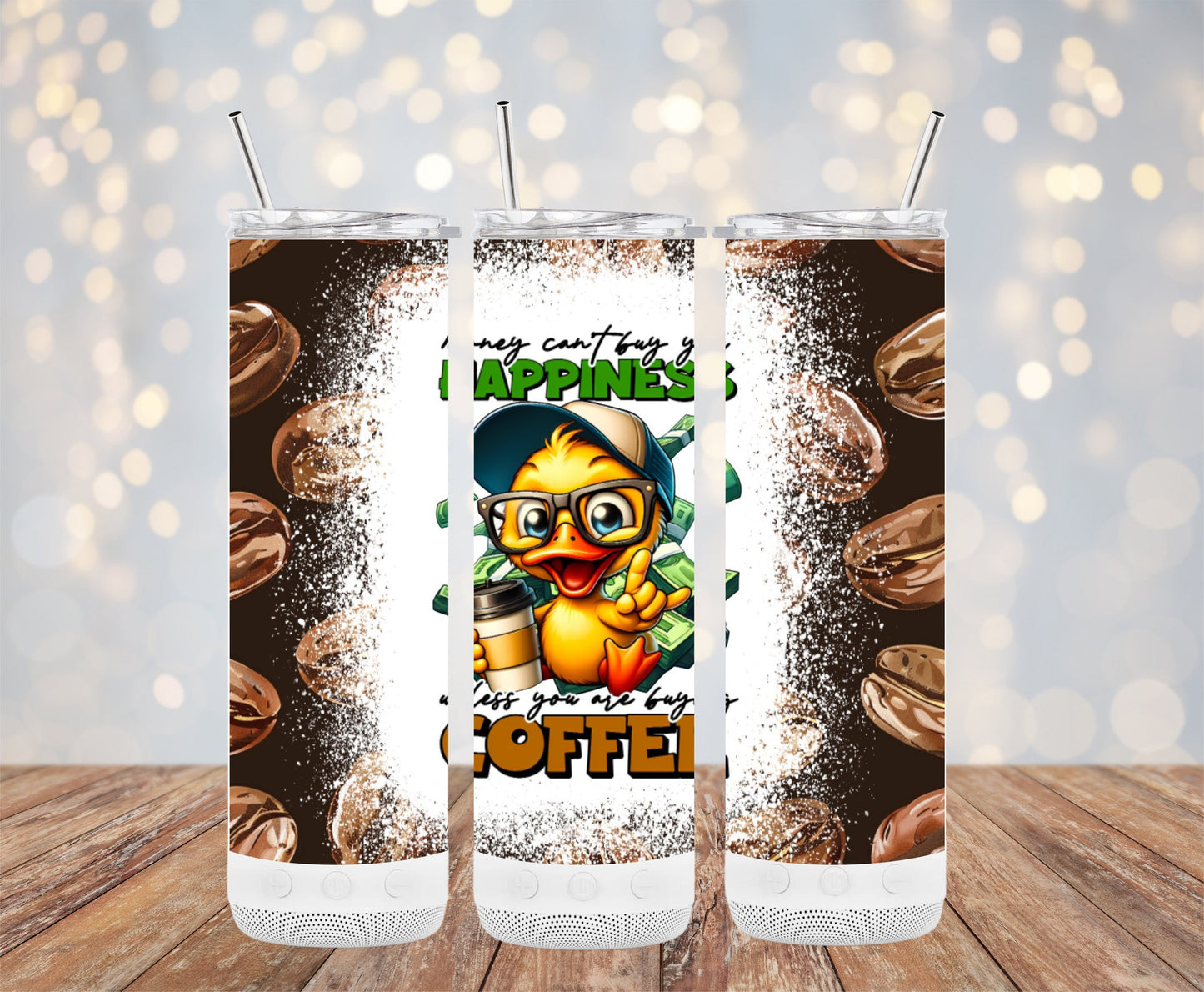 Cute Duck and Coffee Beans Insulated Tumbler Product
