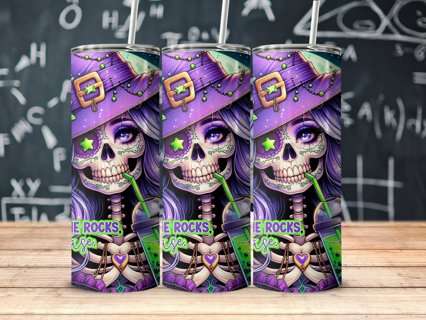 Spooky Purple Witch and Skull Tumbler Product