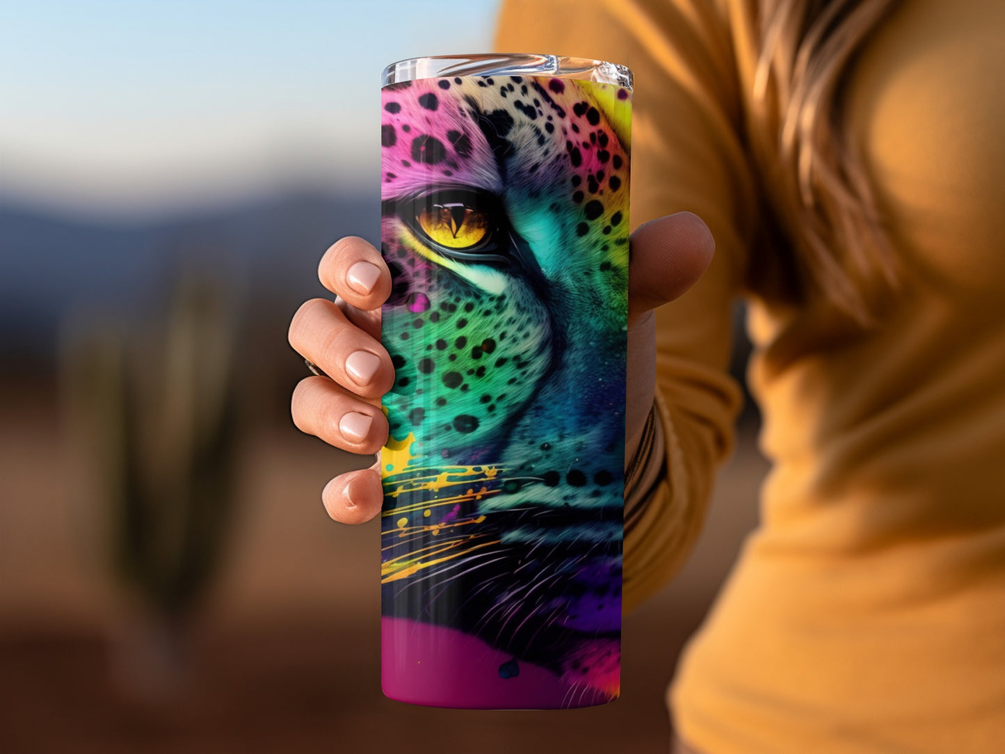 Vibrant Leopard Print Tumbler Travel Mug Cup product