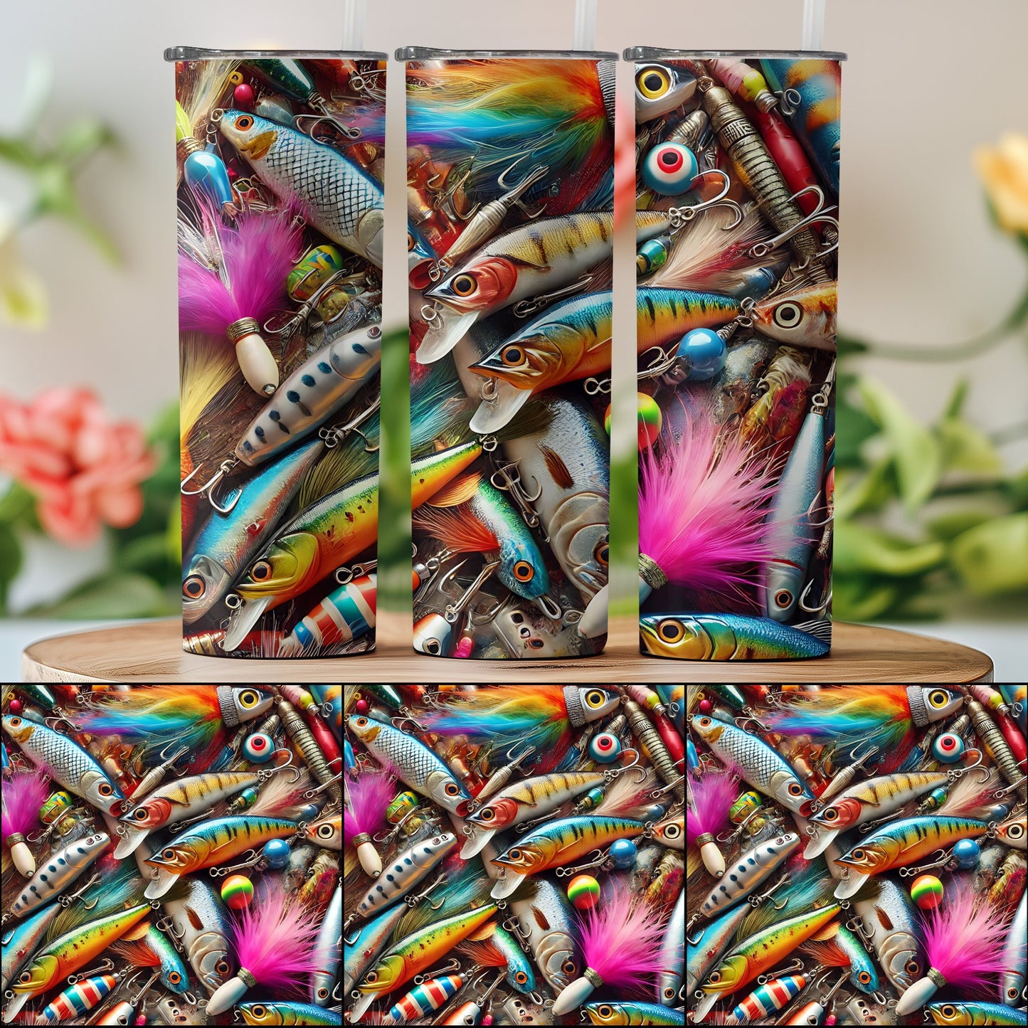 Colorful Fishing Lures Patterned Tumbler product