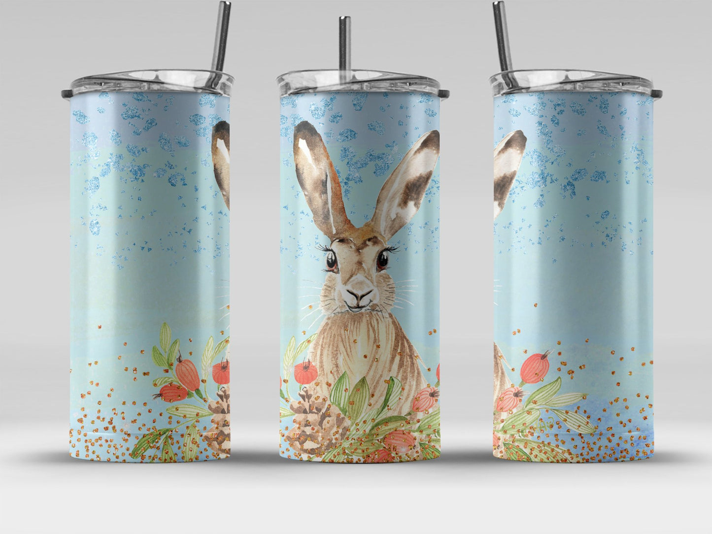 Cute Bunny with Floral Background Insulated Drinkware product type