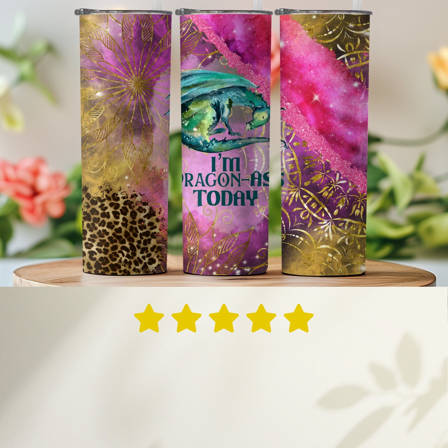 Dragon Theme Tumbler with Vibrant Artistic Patterns product