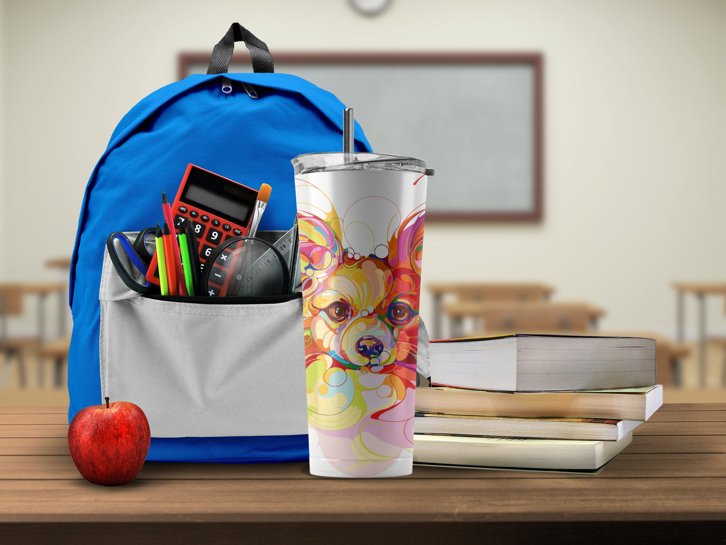 Vibrant Dog Design Tumbler for School or Office product