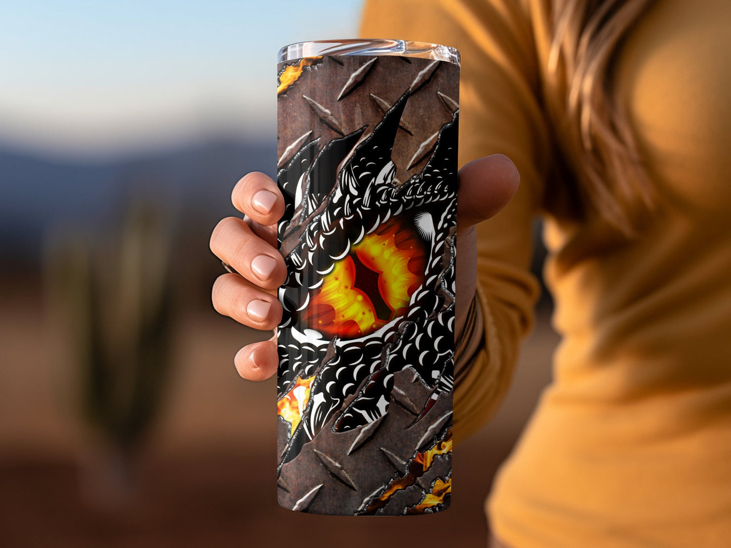 Fiery Dragon Eye Claw Pattern Engraved Tumbler product